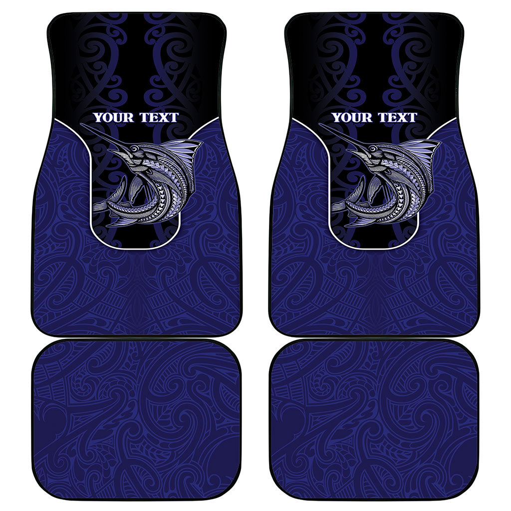 Personalised New Zealand Aotearoa Car Mats Blue Marlin Fishing Maori Pattern