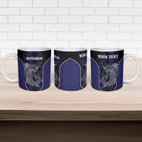 Personalised New Zealand Aotearoa Ceramic Mug Blue Marlin Fishing Maori Pattern