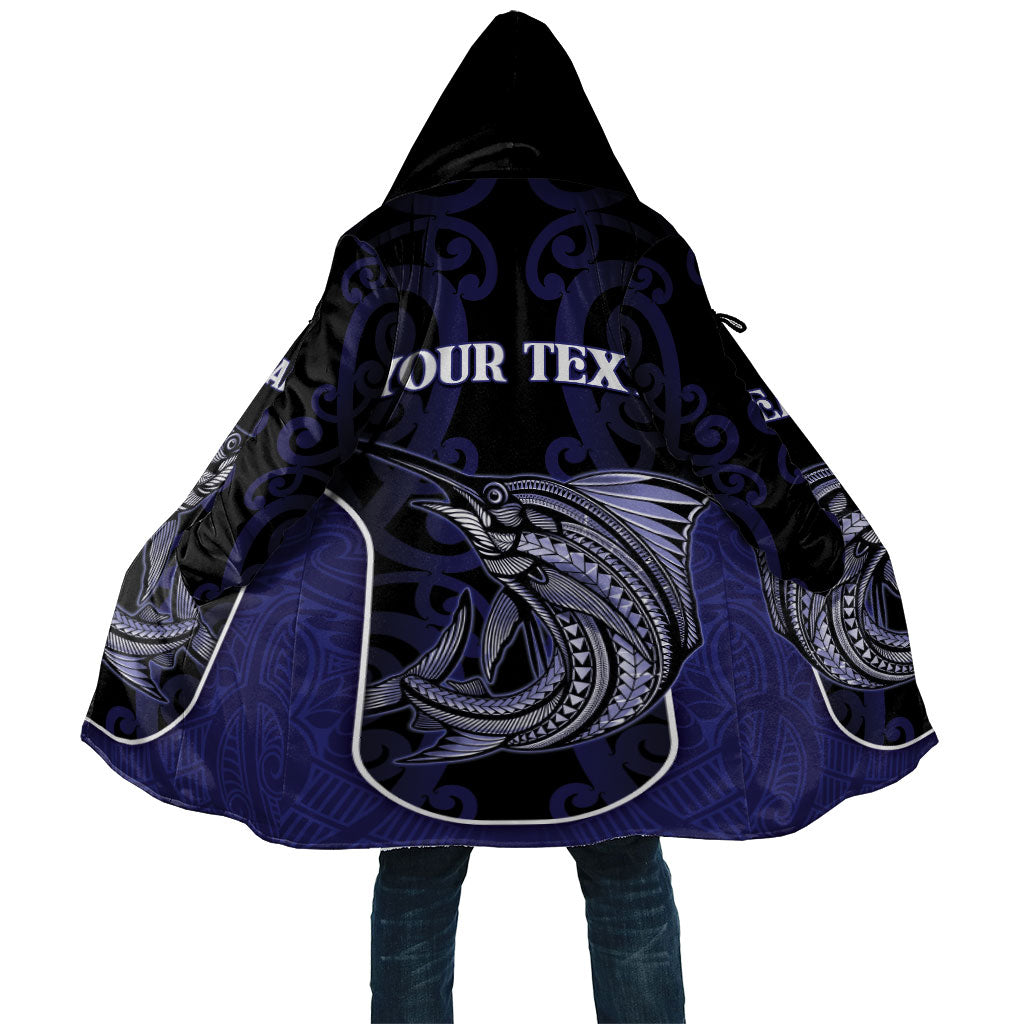 Personalised New Zealand Aotearoa Cloak Blue Marlin Fishing Maori Pattern