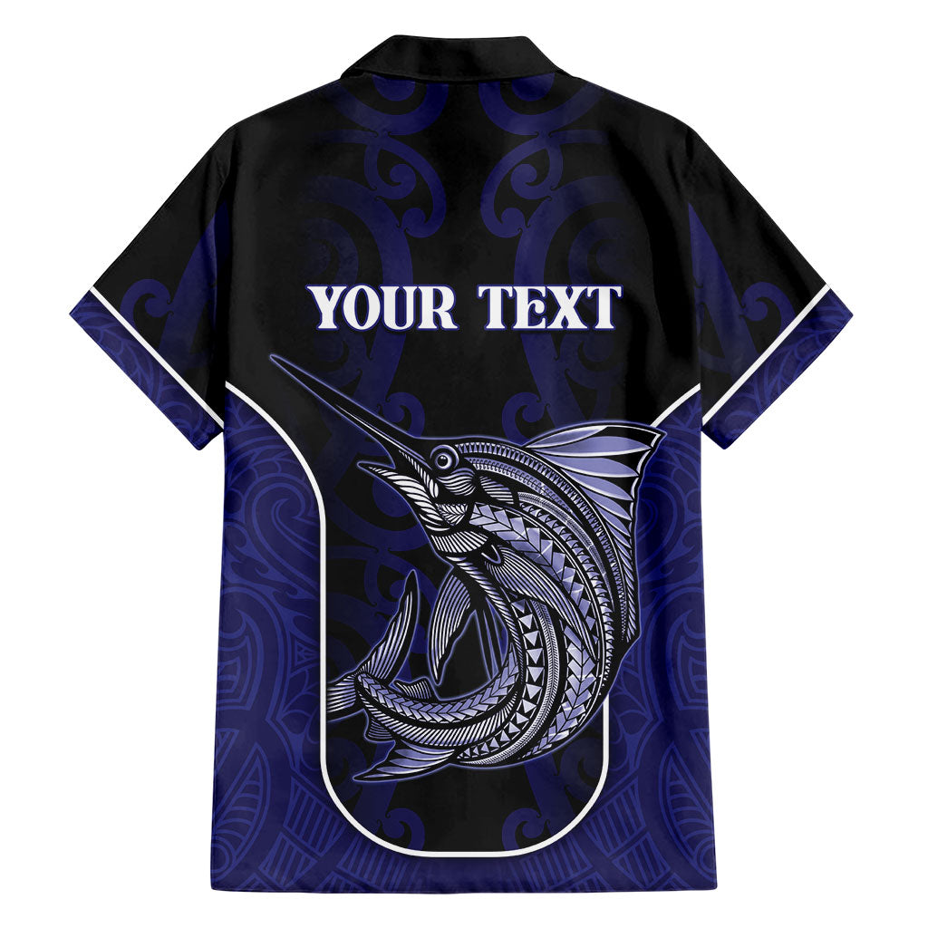 Personalised New Zealand Aotearoa Family Matching Summer Maxi Dress and Hawaiian Shirt Blue Marlin Fishing Maori Pattern