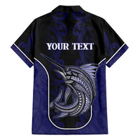 Personalised New Zealand Aotearoa Family Matching Summer Maxi Dress and Hawaiian Shirt Blue Marlin Fishing Maori Pattern
