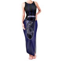 Personalised New Zealand Aotearoa Family Matching Tank Maxi Dress and Hawaiian Shirt Blue Marlin Fishing Maori Pattern