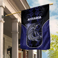 New Zealand Aotearoa Garden Flag Blue Marlin Fishing Maori Pattern