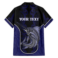 Personalised New Zealand Aotearoa Hawaiian Shirt Blue Marlin Fishing Maori Pattern LT05 - Polynesian Pride