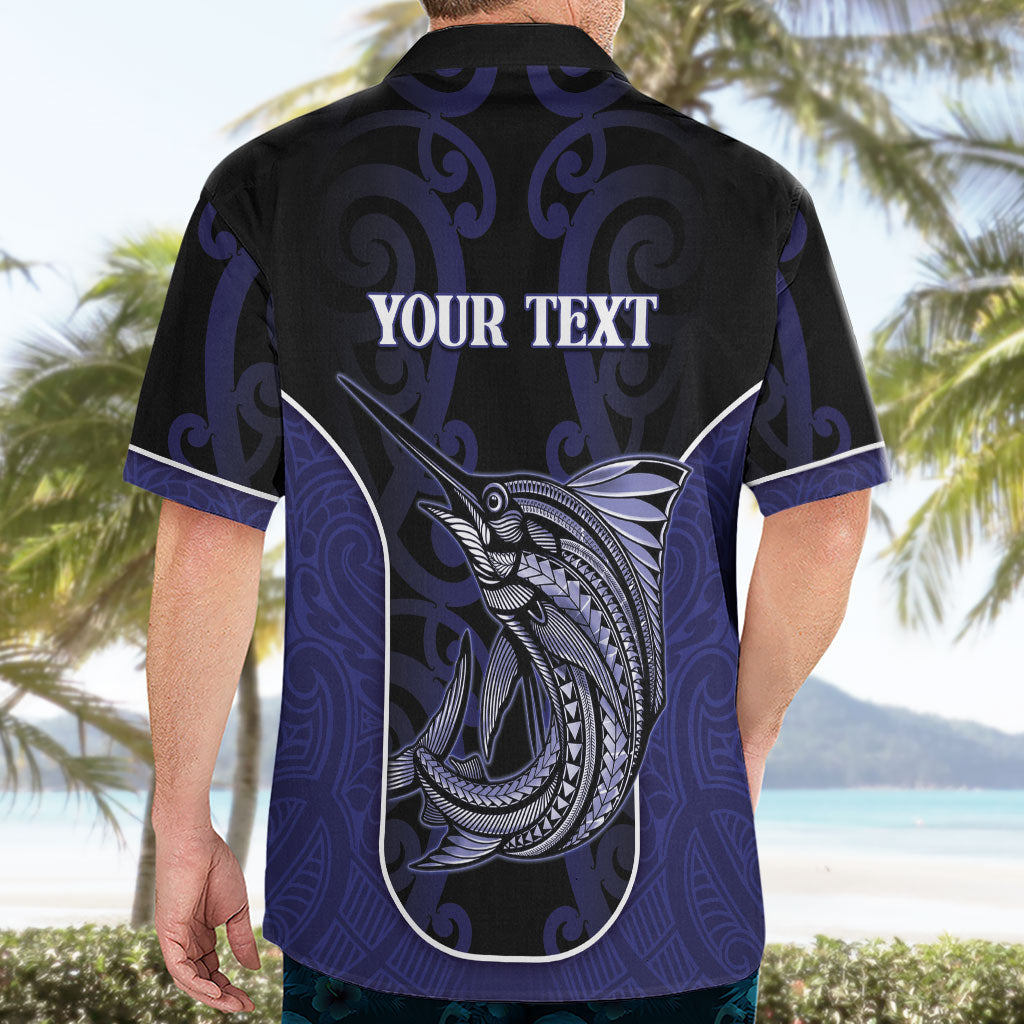 Personalised New Zealand Aotearoa Hawaiian Shirt Blue Marlin Fishing Maori Pattern LT05 - Polynesian Pride