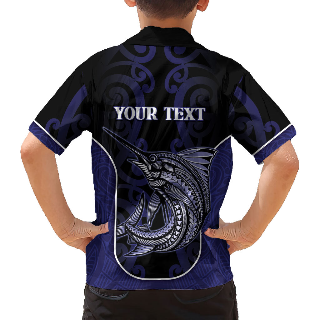 Personalised New Zealand Aotearoa Hawaiian Shirt Blue Marlin Fishing Maori Pattern LT05 - Polynesian Pride