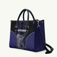 New Zealand Aotearoa Leather Bag Blue Marlin Fishing Maori Pattern LT05 Black - Polynesian Pride