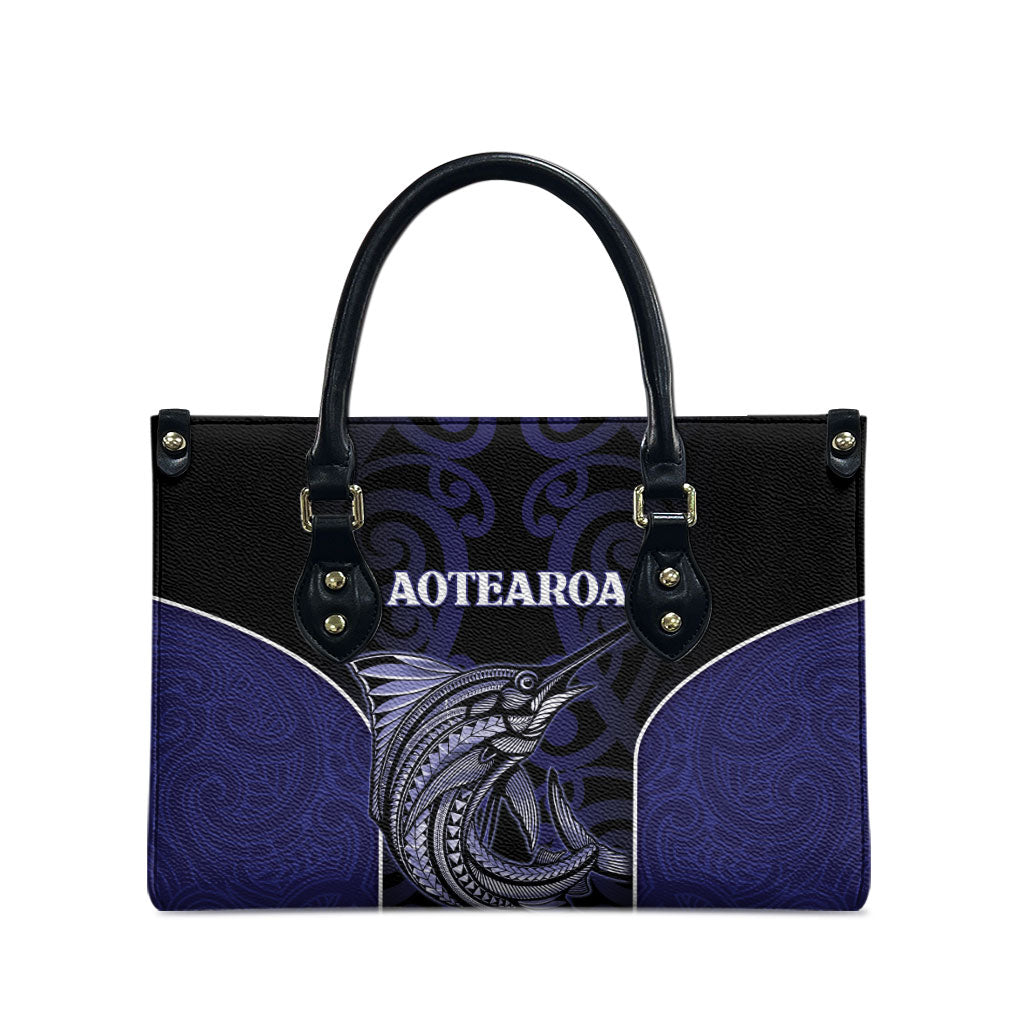 New Zealand Aotearoa Leather Bag Blue Marlin Fishing Maori Pattern LT05 - Polynesian Pride
