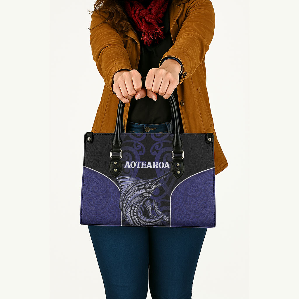 New Zealand Aotearoa Leather Bag Blue Marlin Fishing Maori Pattern LT05 - Polynesian Pride