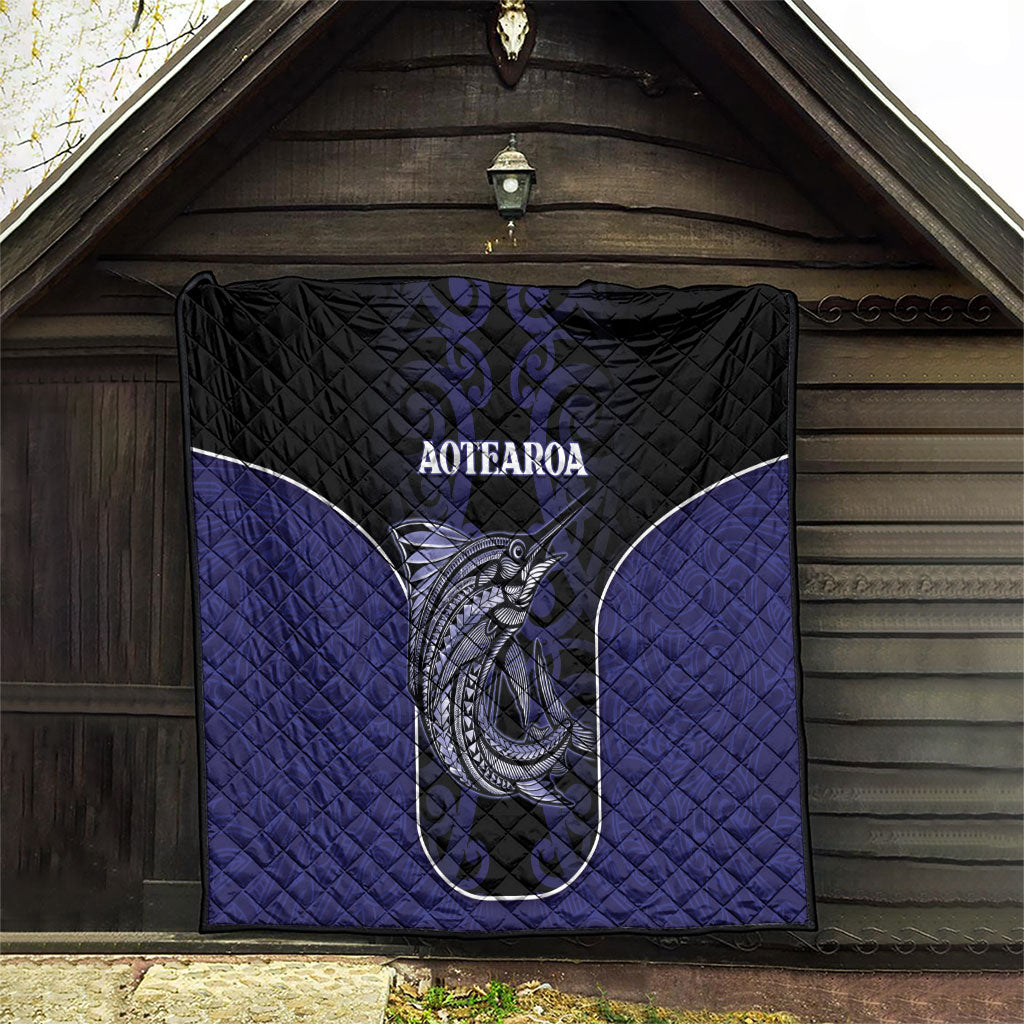 New Zealand Aotearoa Quilt Blue Marlin Fishing Maori Pattern