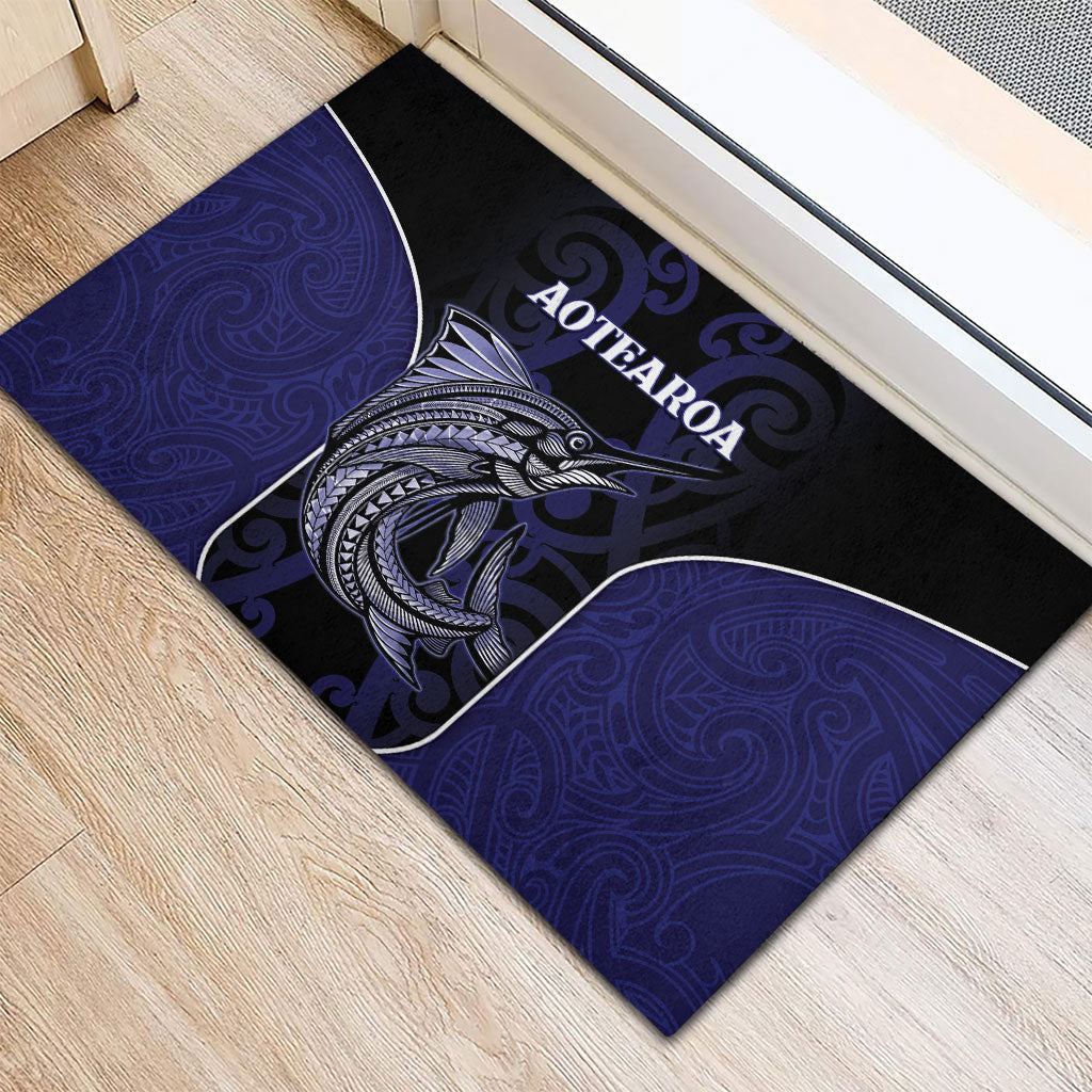 New Zealand Aotearoa Rubber Doormat Blue Marlin Fishing Maori Pattern LT05 - Polynesian Pride
