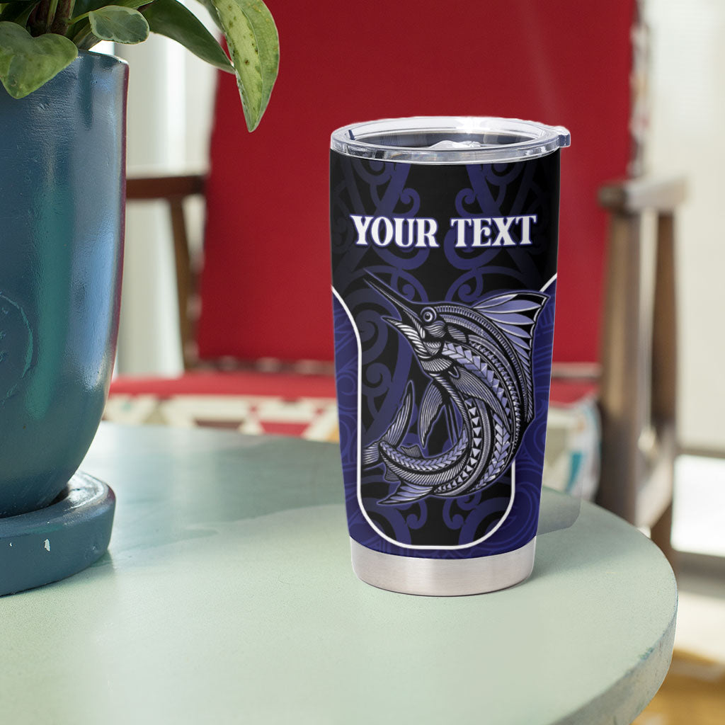 Personalised New Zealand Aotearoa Tumbler Cup Blue Marlin Fishing Maori Pattern LT05 - Polynesian Pride