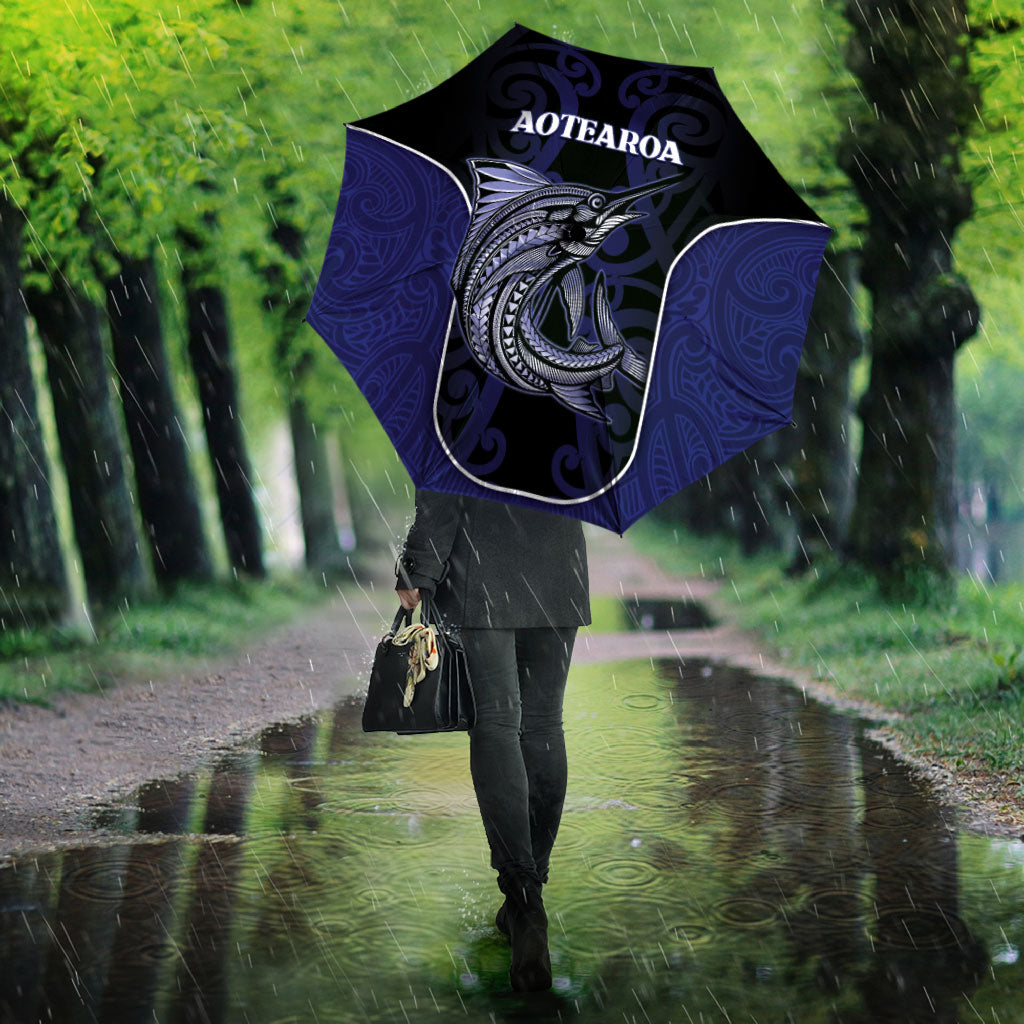 New Zealand Aotearoa Umbrella Blue Marlin Fishing Maori Pattern