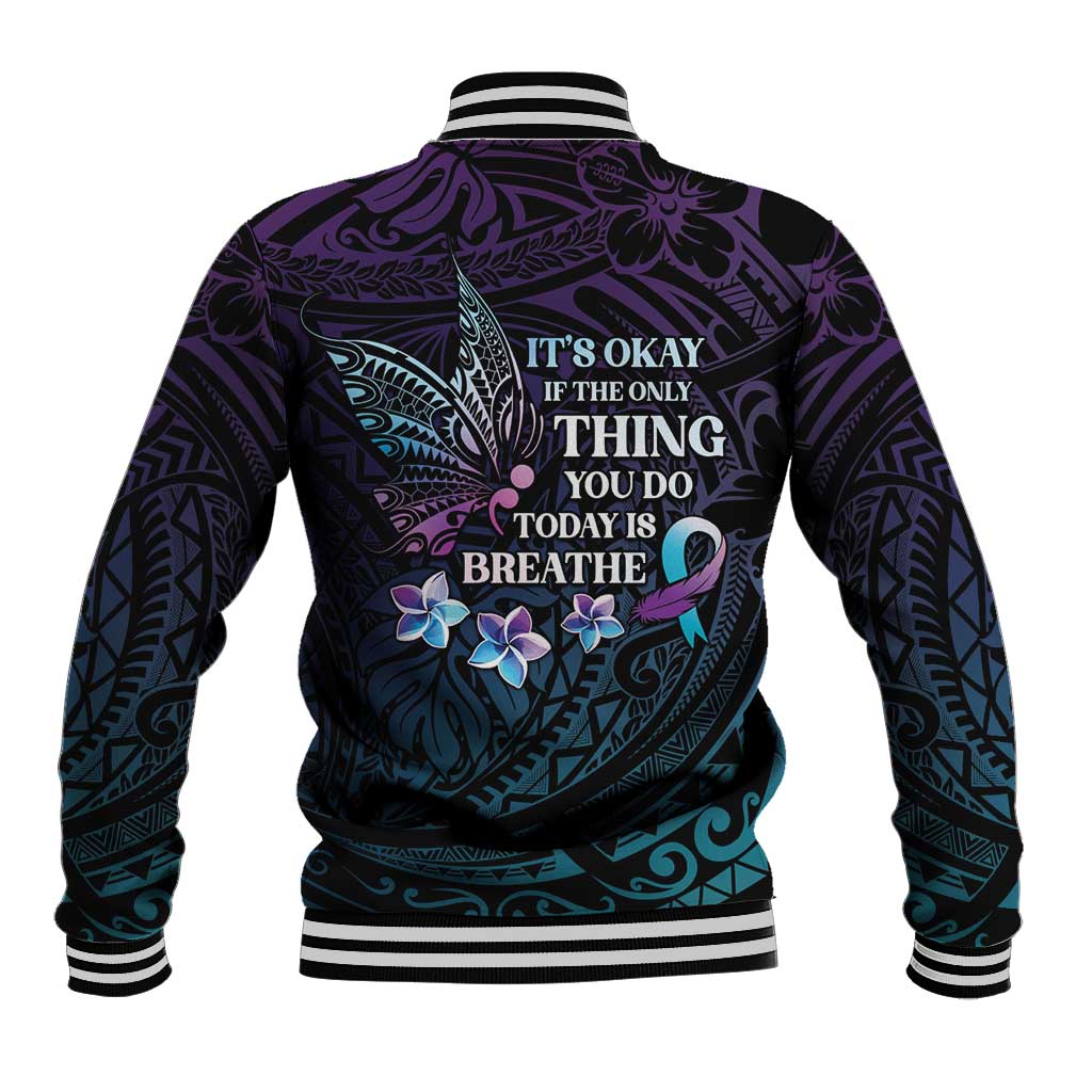 Polynesia Suicide Prevention Awareness Baseball Jacket Keep Going The World Needs You
