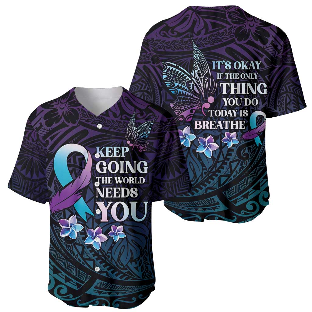 Polynesia Suicide Prevention Awareness Baseball Jersey Keep Going The World Needs You