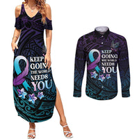Polynesia Suicide Prevention Awareness Couples Matching Summer Maxi Dress and Long Sleeve Button Shirt Keep Going The World Needs You