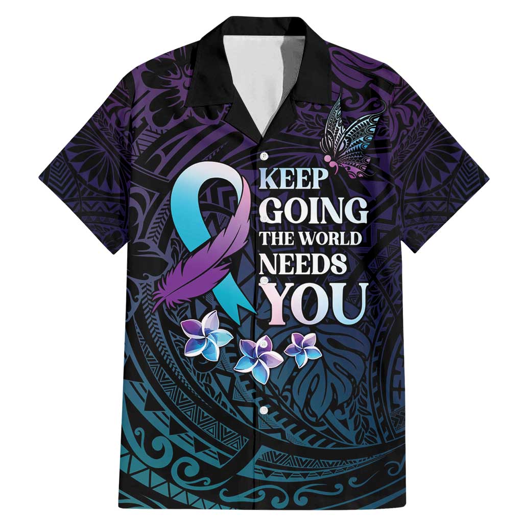 Polynesia Suicide Prevention Awareness Family Matching Mermaid Dress and Hawaiian Shirt Keep Going The World Needs You