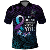 Polynesia Suicide Prevention Awareness Polo Shirt Keep Going The World Needs You