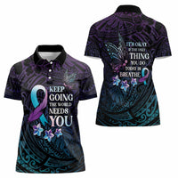 Polynesia Suicide Prevention Awareness Women Polo Shirt Keep Going The World Needs You
