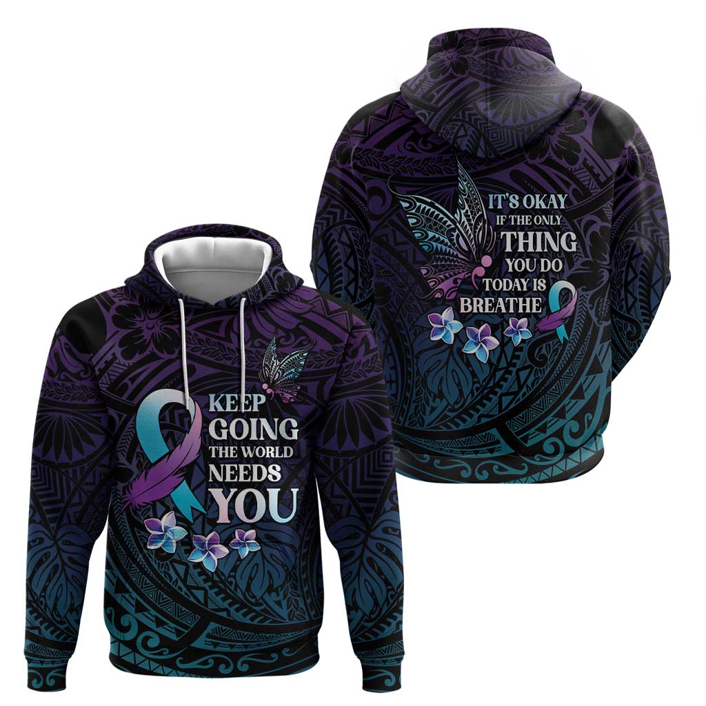 Polynesia Suicide Prevention Awareness Zip Hoodie Keep Going The World Needs You