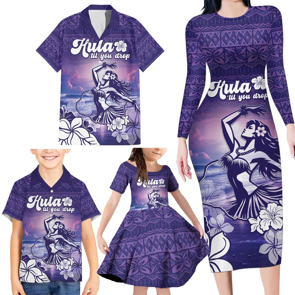 Aloha Hawaii Kauai Island Family Matching Long Sleeve Bodycon Dress and Hawaiian Shirt Hula Till You Drop LT05 - Polynesian Pride