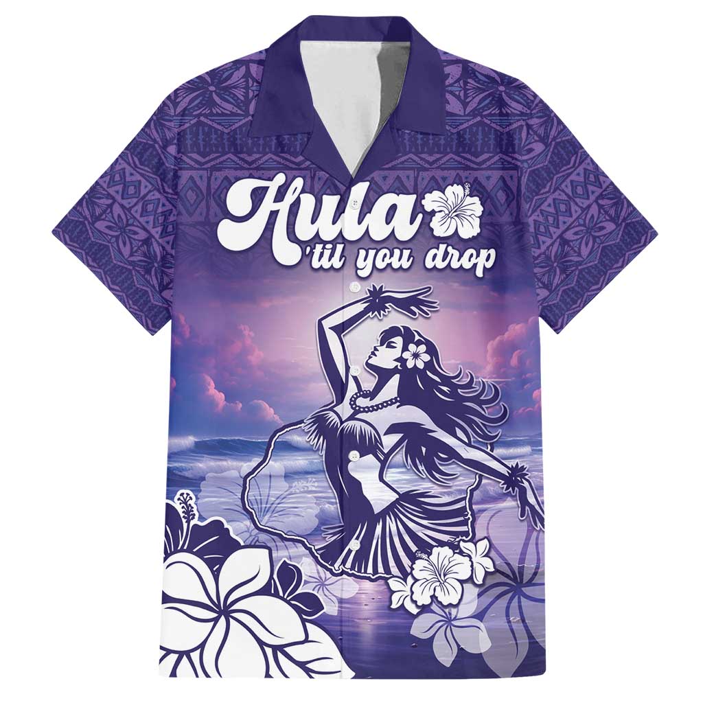 Aloha Hawaii Kauai Island Family Matching Long Sleeve Bodycon Dress and Hawaiian Shirt Hula Till You Drop LT05 Dad's Shirt - Short Sleeve Purple - Polynesian Pride