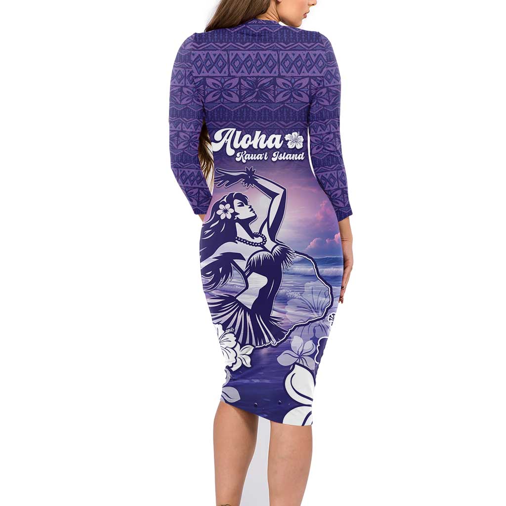 Aloha Hawaii Kauai Island Family Matching Long Sleeve Bodycon Dress and Hawaiian Shirt Hula Till You Drop LT05 - Polynesian Pride