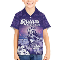 Aloha Hawaii Kauai Island Family Matching Long Sleeve Bodycon Dress and Hawaiian Shirt Hula Till You Drop LT05 Son's Shirt Purple - Polynesian Pride