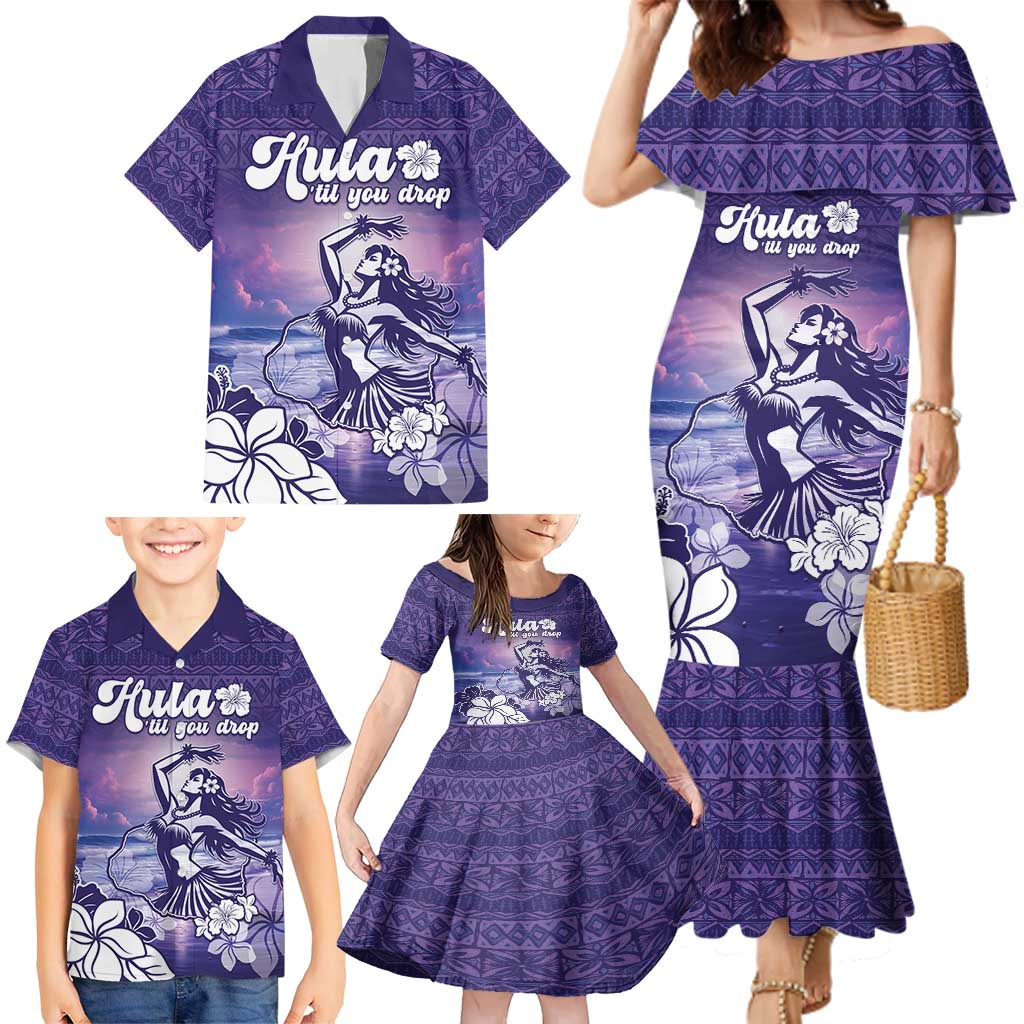 Aloha Hawaii Kauai Island Family Matching Mermaid Dress and Hawaiian Shirt Hula Till You Drop