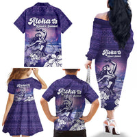 Aloha Hawaii Kauai Island Family Matching Off The Shoulder Long Sleeve Dress and Hawaiian Shirt Hula Till You Drop