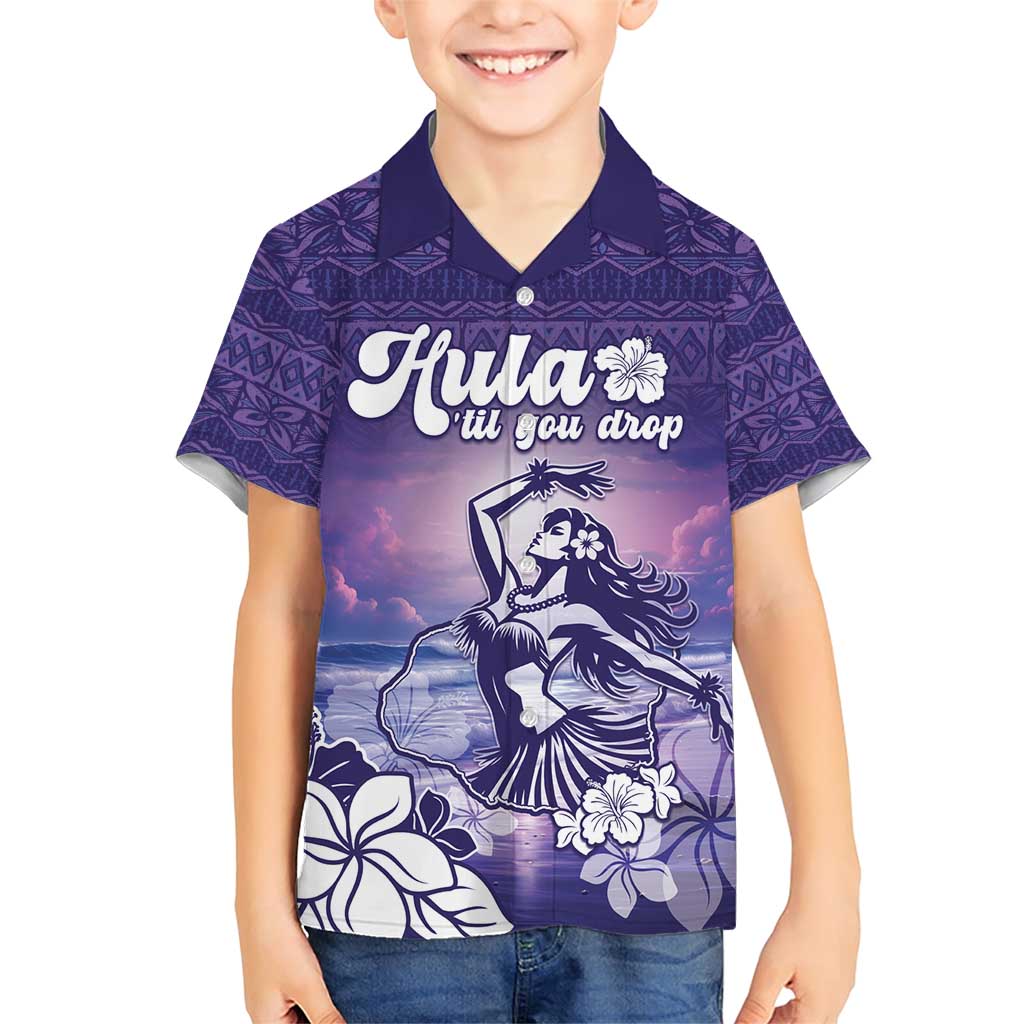 Aloha Hawaii Kauai Island Family Matching Short Sleeve Bodycon Dress and Hawaiian Shirt Hula Till You Drop