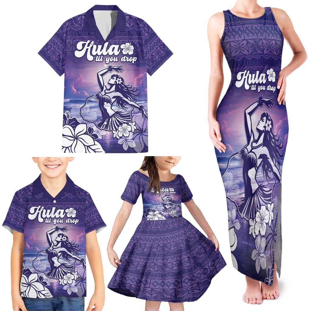 Aloha Hawaii Kauai Island Family Matching Tank Maxi Dress and Hawaiian Shirt Hula Till You Drop
