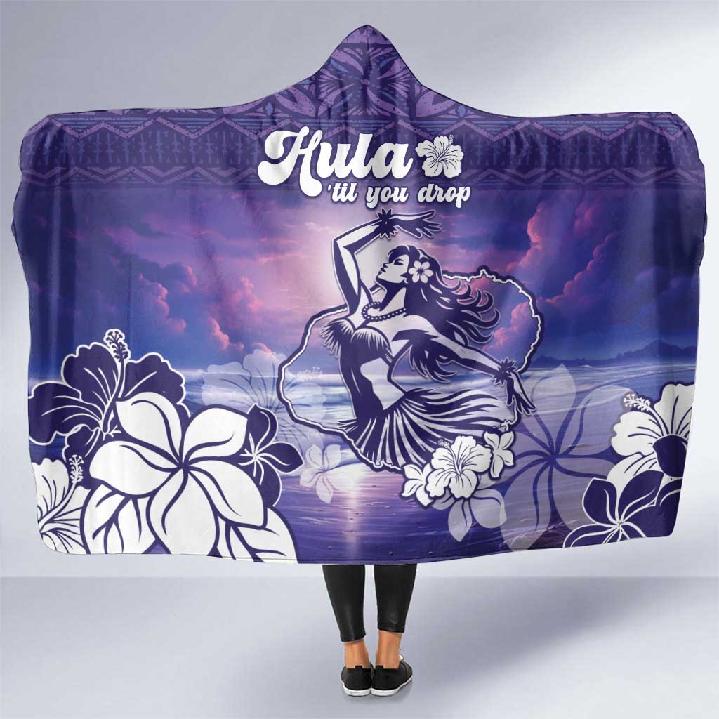 Aloha Hawaii Kauai Island Hooded Blanket Hula Till You Drop LT05 One Size Purple - Polynesian Pride