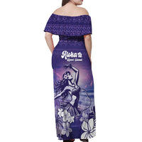 Aloha Hawaii Kauai Island Off Shoulder Maxi Dress Hula Till You Drop