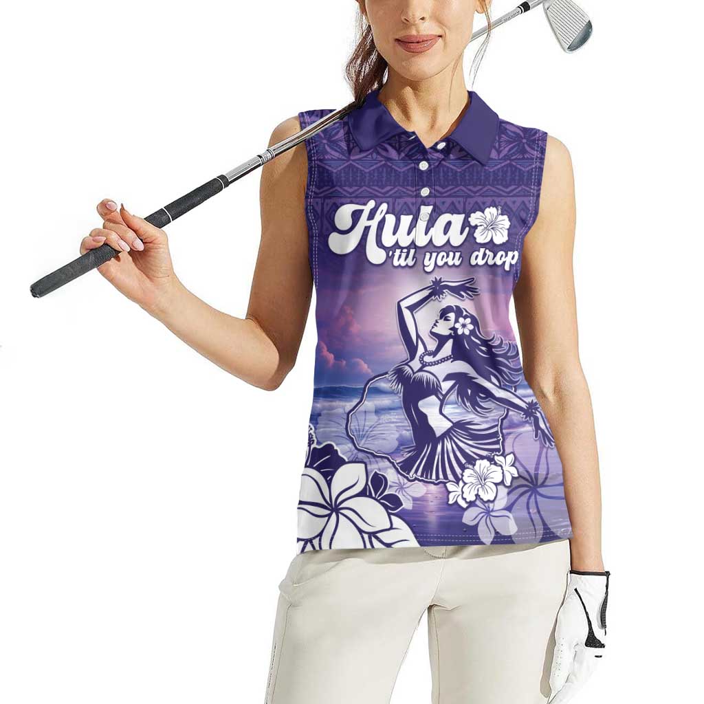 Aloha Hawaii Kauai Island Women Sleeveless Polo Shirt Hula Till You Drop