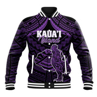 Personalised Hawaii Kauai Island Baseball Jacket Rooster Tribal Tattoo Simple Style LT05 Unisex Purple - Polynesian Pride
