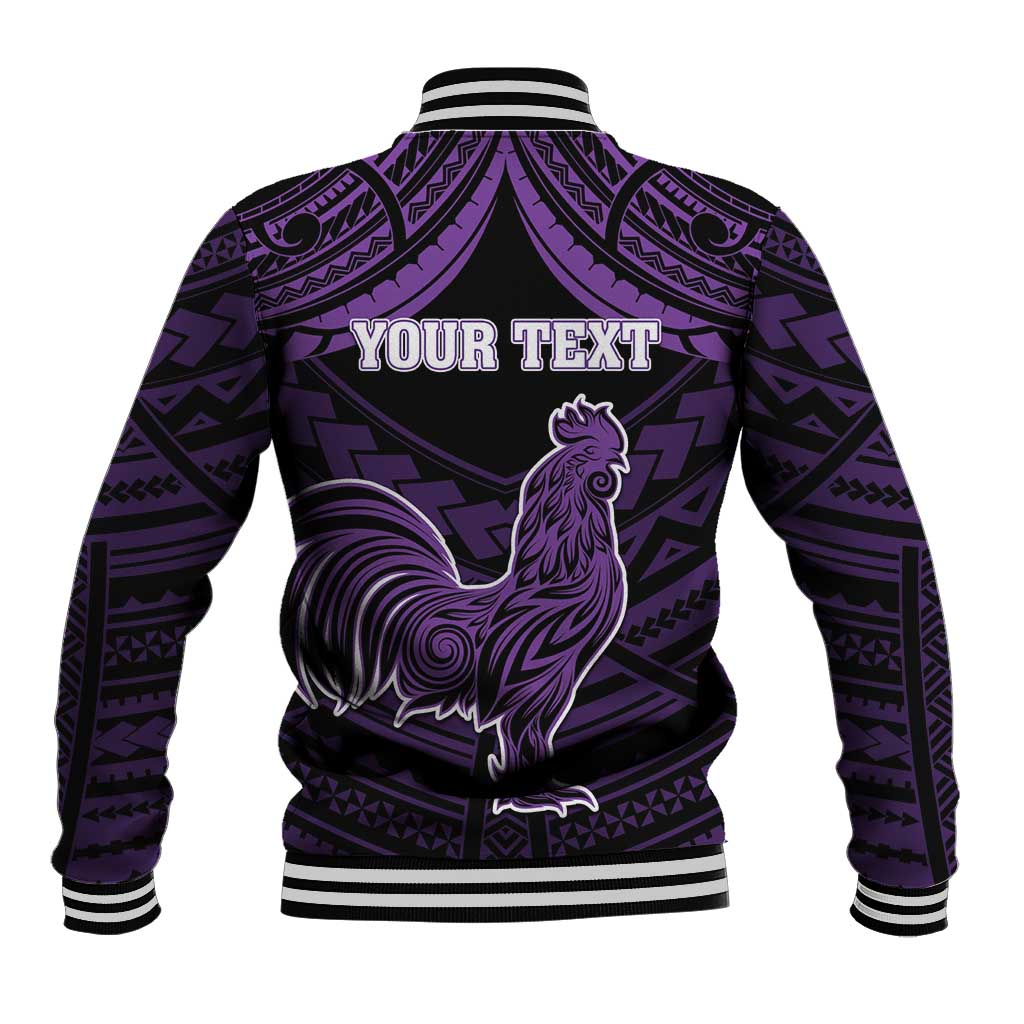 Personalised Hawaii Kauai Island Baseball Jacket Rooster Tribal Tattoo Simple Style LT05 - Polynesian Pride