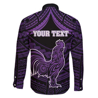 Personalised Hawaii Kauai Island Family Matching Off The Shoulder Long Sleeve Dress and Hawaiian Shirt Rooster Tribal Tattoo Simple Style