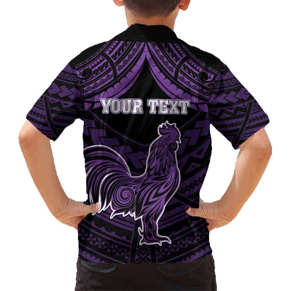 Personalised Hawaii Kauai Island Kid Hawaiian Shirt Rooster Tribal Tattoo Simple Style