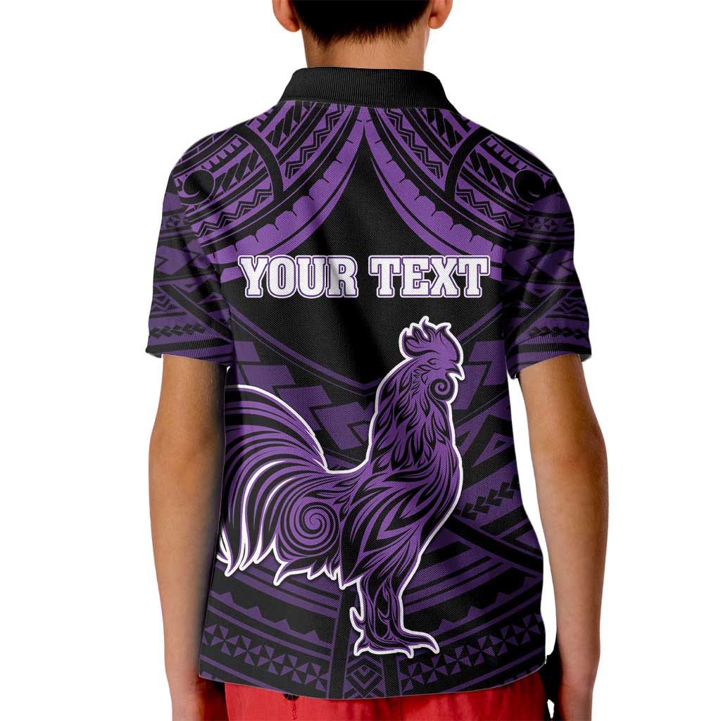 Personalised Hawaii Kauai Island Kid Polo Shirt Rooster Tribal Tattoo Simple Style