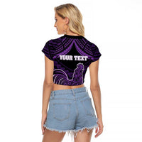 Personalised Hawaii Kauai Island Raglan Cropped T Shirt Rooster Tribal Tattoo Simple Style