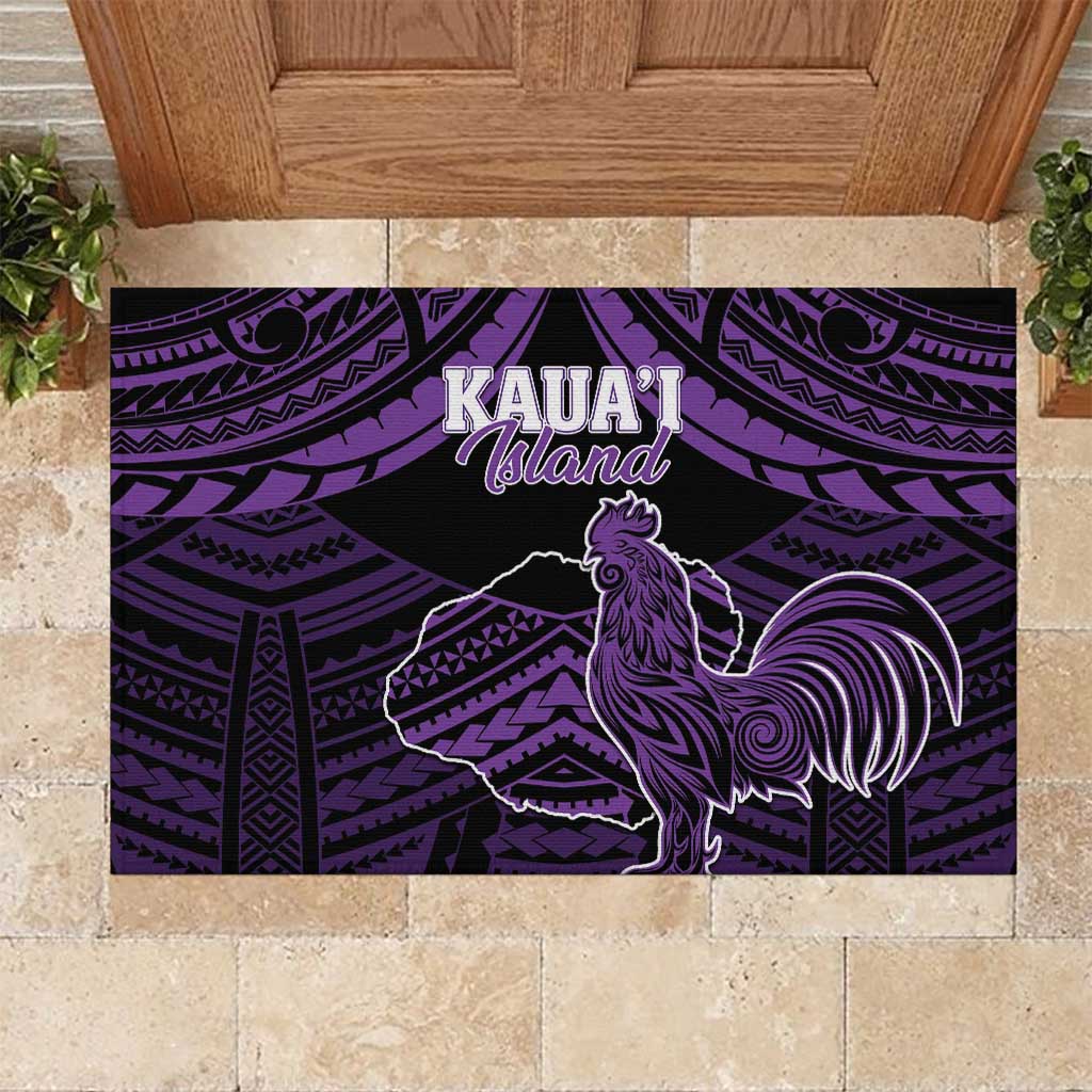 Hawaii Kauai Island Rubber Doormat Rooster Tribal Tattoo Simple Style