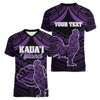 Personalised Hawaii Kauai Island Women V-Neck T-Shirt Rooster Tribal Tattoo Simple Style