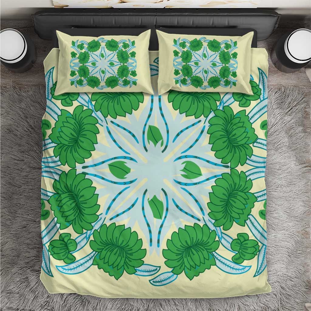 Cook Islands Tivaevae Quilt Bedding Set Beige - Polynesian Pride