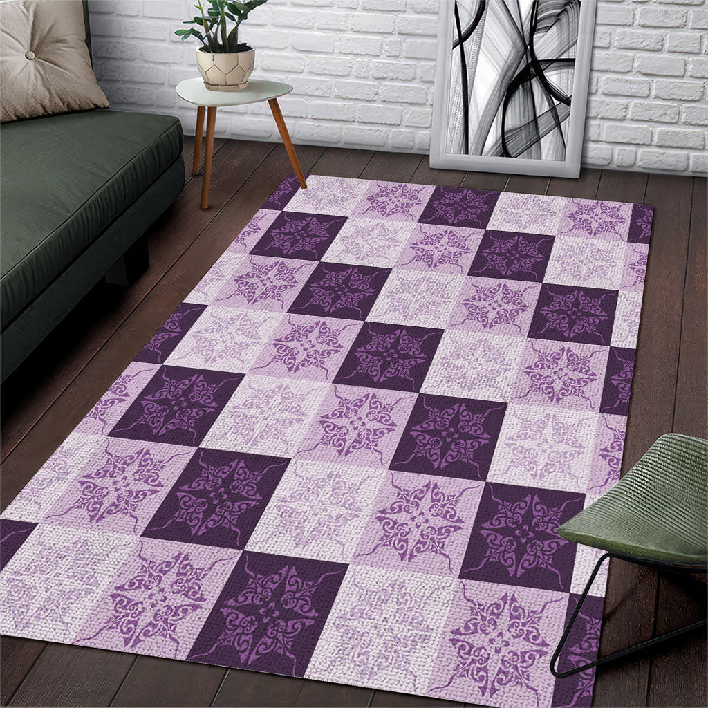 Lavender Manta Ray Hawaiian Quilt Motif Area Rug