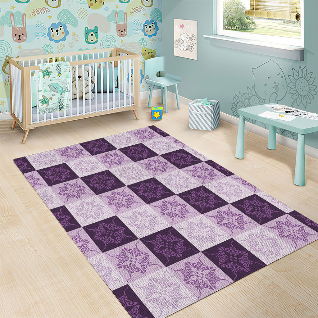 Lavender Manta Ray Hawaiian Quilt Motif Area Rug