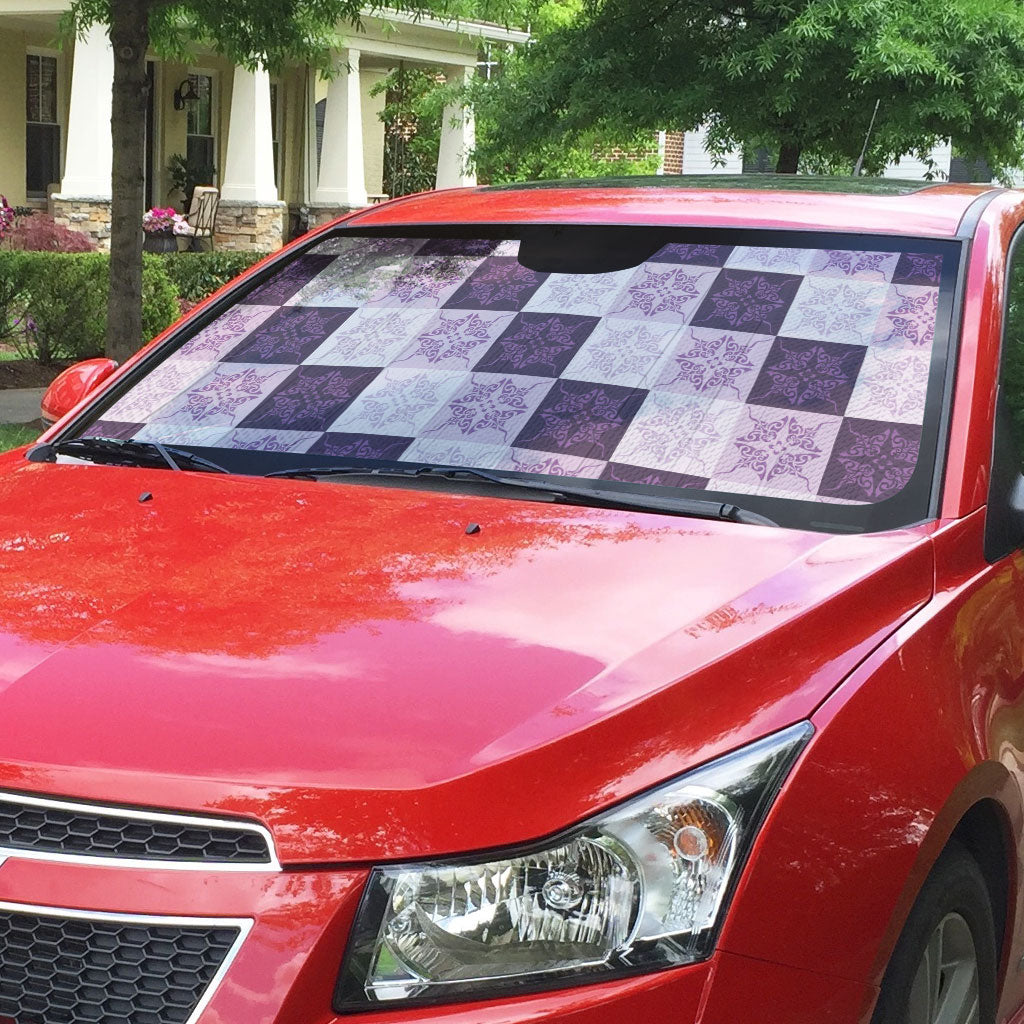 Lavender Manta Ray Hawaiian Quilt Motif Auto Sun Shade