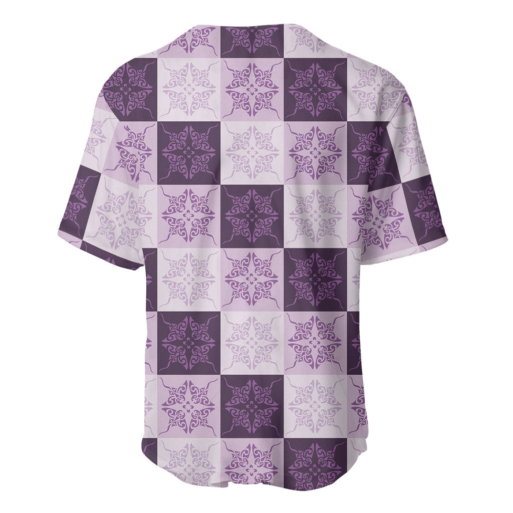 Lavender Manta Ray Hawaiian Quilt Motif Baseball Jersey