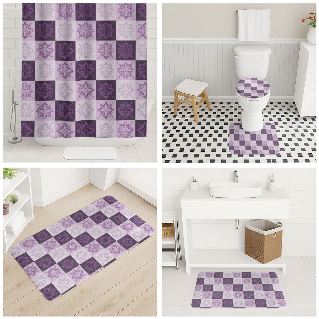 Lavender Manta Ray Hawaiian Quilt Motif Bathroom Set