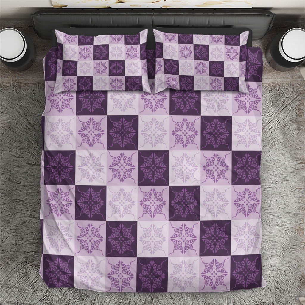 Lavender Manta Ray Hawaiian Quilt Motif Bedding Set